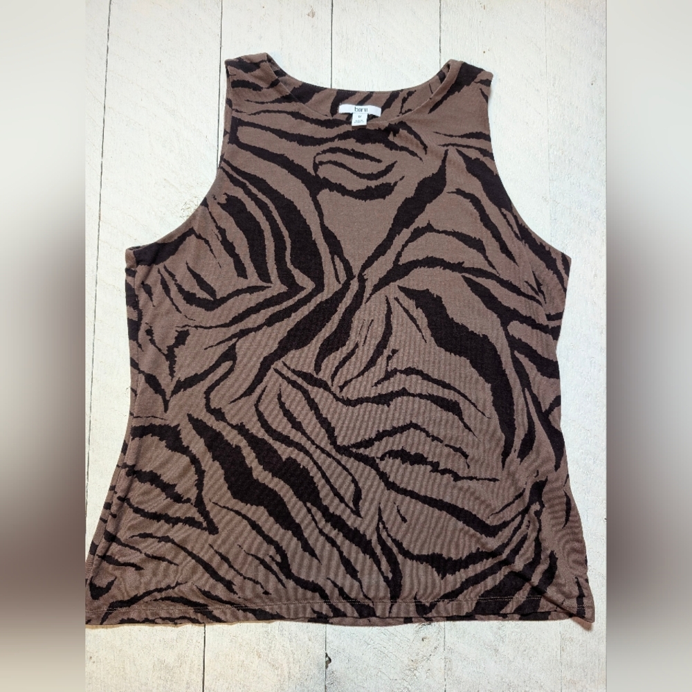 Bar III Brown and Black Zebra Print Tank Top